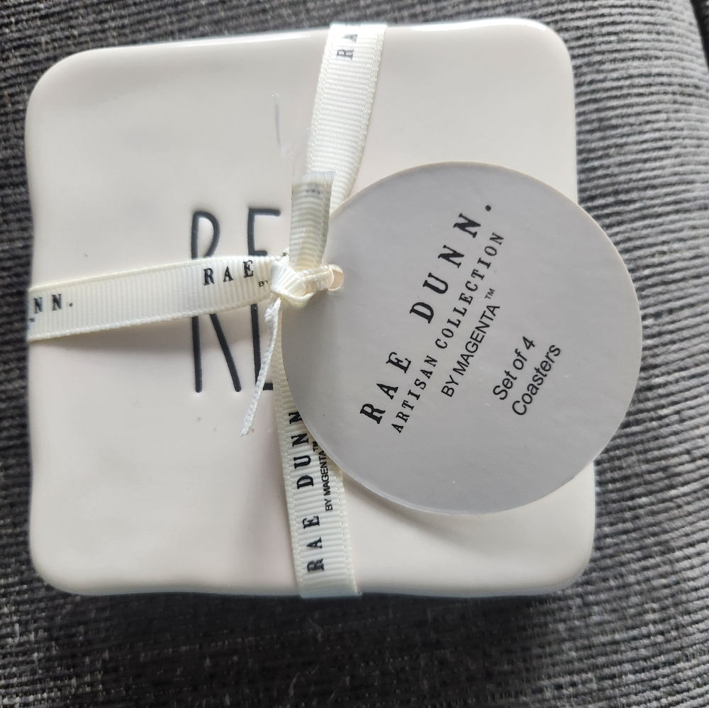Rae Dunn 4-pc Set Coasters REST PLACE SET HOLD New